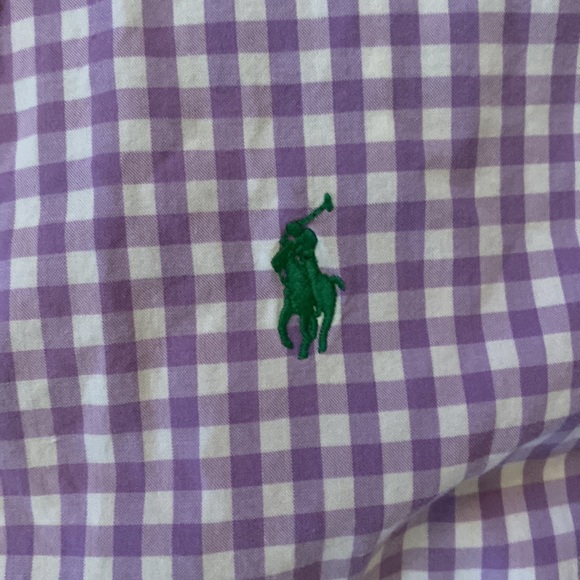 Ralph Lauren Lavender and White Checked Button Down Shirt Boys Size 10/12 - Picture 2 of 6